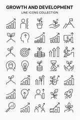Set of Growth and Development Business Line Icons
