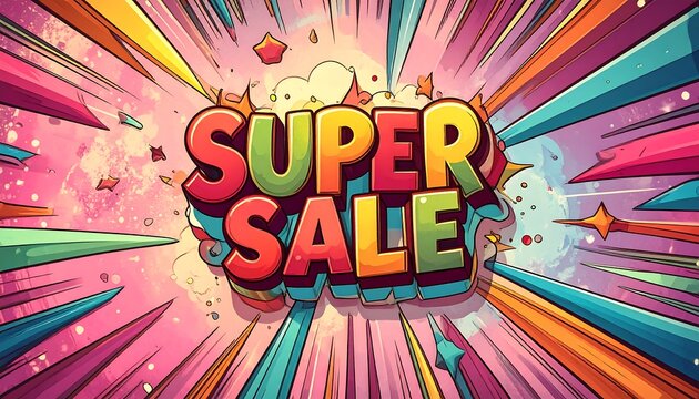 Vibrant comic-style sale announcement