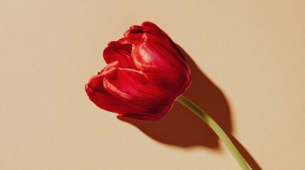 Simple composition of tulip on plain background, conveying freshness and elegance for digital or print use.