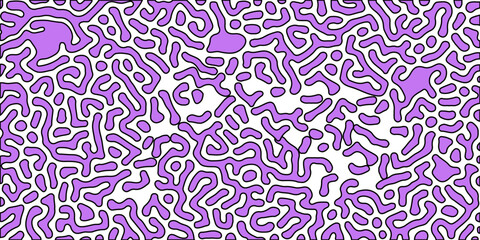 Abstract seamless floral line pattern for textile and wallpaper design. Turing reaction diffusion monochrome seamless pattern with chaotic motion .Linear design with biological shapes. Organic lines 