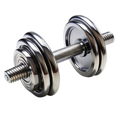 Naklejka premium Shiny Metal Dumbbell Weight for Exercise with Transparent Background on Black Background