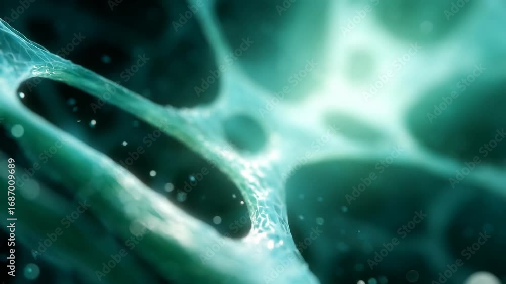 Poster microscopic exploration of cellular structures in vibrant colors and intricate patterns