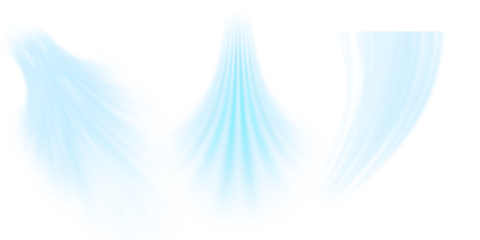 Air flow set of vector elements on a white background. Abstract light effect blowing from an air conditioner, purifier or humidifier. Dynamic blurred flow motion	