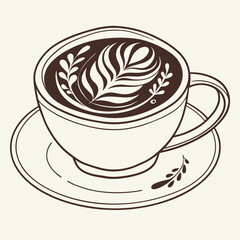 Vector art of latte art in a cup, coffee art design style