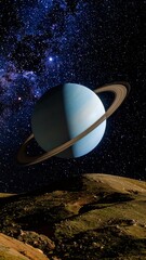 Naklejka premium Celestial Planet with Rings