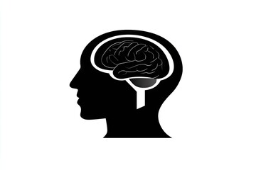 Profile view of a head with a detailed depiction of the brain.