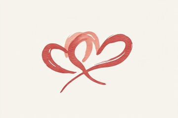 Delicate, abstract flower design in muted coral tones.