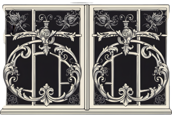 Ornate Black And White Window Illustration With Decorative Elements For Design