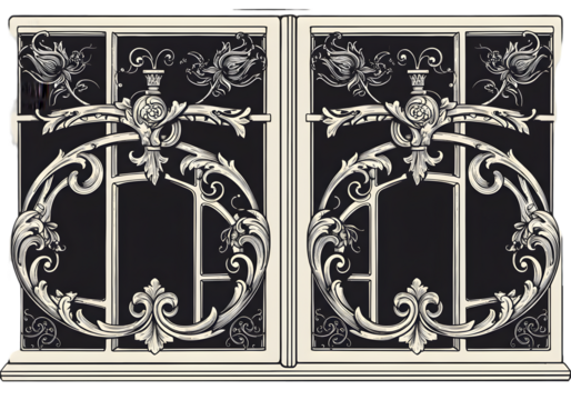 Ornate Black And White Window Illustration With Decorative Elements For Design