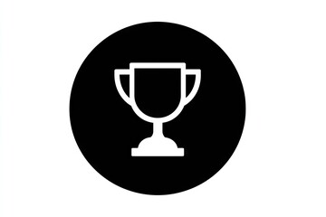 Trophy icon on a black circle background.