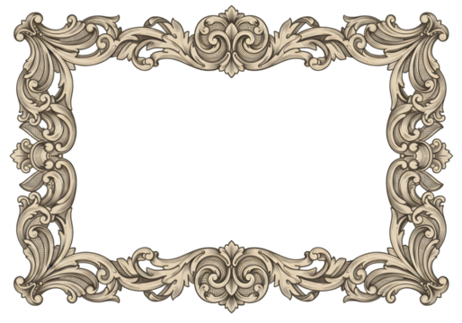 Ornate Decorative Frame Illustration Isolated On Transparent Background