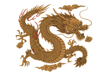 Ornate Gold Dragon Illustration On A Transparent Background Isolated Art