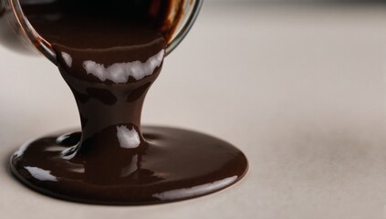 Drizzling rich dark chocolate sauce
