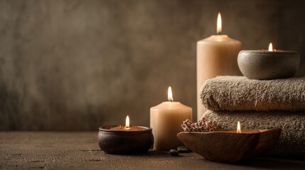 Spa setups with candles and quiet routines concept