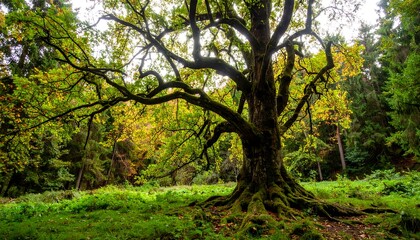Naklejka premium Majestic autumn tree in forest