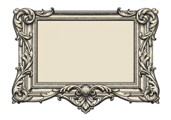 Ornate Vintage Frame Illustration With Floral Elements and Empty Space