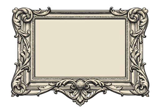 Ornate Vintage Frame Illustration With Floral Elements and Empty Space