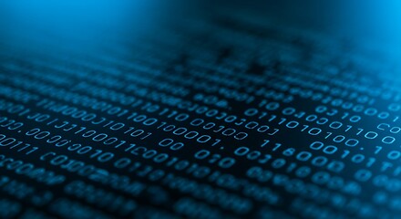 Abstract Depiction of Digital Data Streams and Binary Code Display