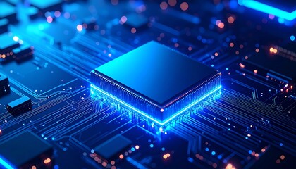 High-tech CPU on circuit board (2)