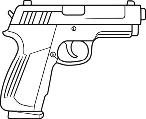 Modern Firearm Gun Weapon Silhouette Vector Graphic for Defense and Protection Art