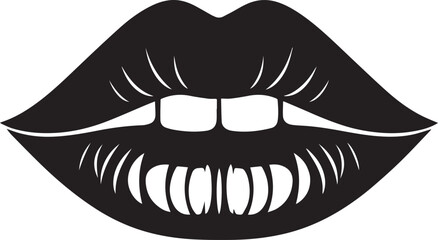 Obraz premium Beautiful Lips Silhouette Black Vector Art for Fashion and Beauty Projects