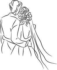 Loving Embrace of a Wedding Couple