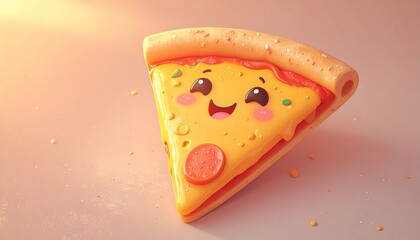 Adorable Pizza Slice Illustration A Cute and Yummy Digital Art