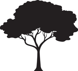 One big tree silhouette vector illustration