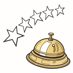 Vector art of hotel service bell with five star rating