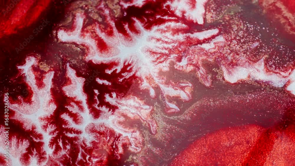 Aufkleber ink in motion creating red veined abstract shapes