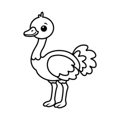 Cute Ostrich Vector Outline Safari Coloring Page