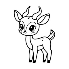 Cute Antelope Vector Outline Safari Coloring Page