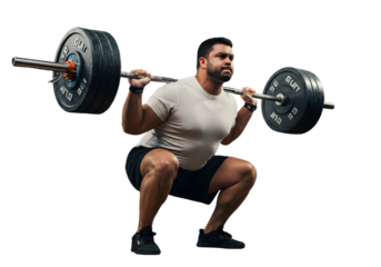 Photo of a Man Performing Barbell Squats with Black Shorts and T-shirt