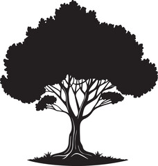 One big tree silhouette vector illustration
