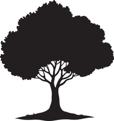 One big tree silhouette vector illustration