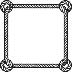 Traditional Rope Knot Frame Silhouette Black Vector Graphic Template for Retro Artwork