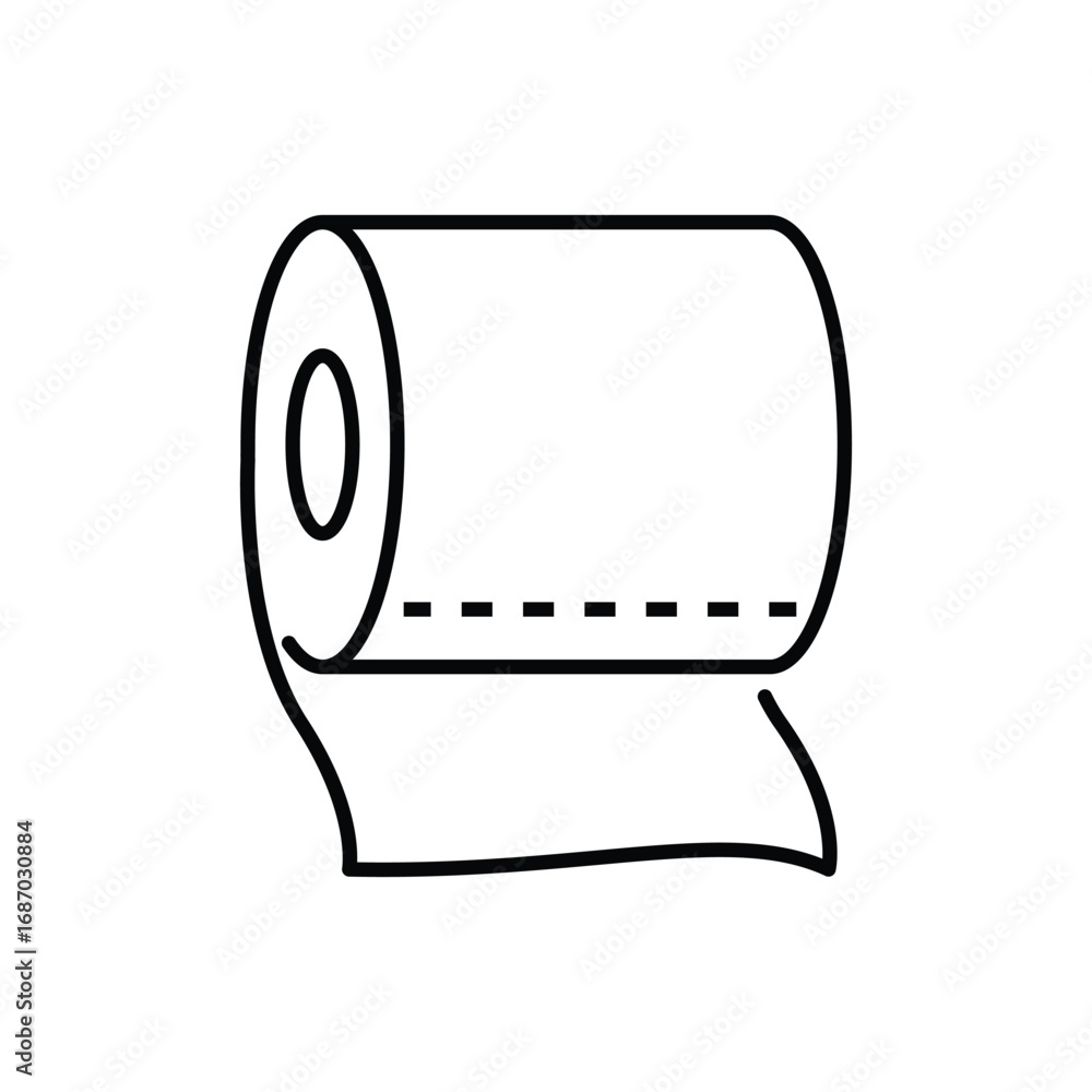 Aufkleber a black outline illustration of a paper towel roll with dashed lines indicating perforations and pap