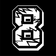 Cracked figure eight vector design with black background.