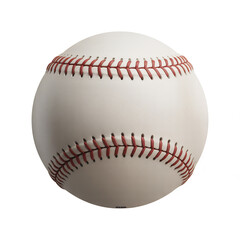 Baseball closeup showcases red stitching on a white leather ball for sports enthusiasts and athletes on transparent background