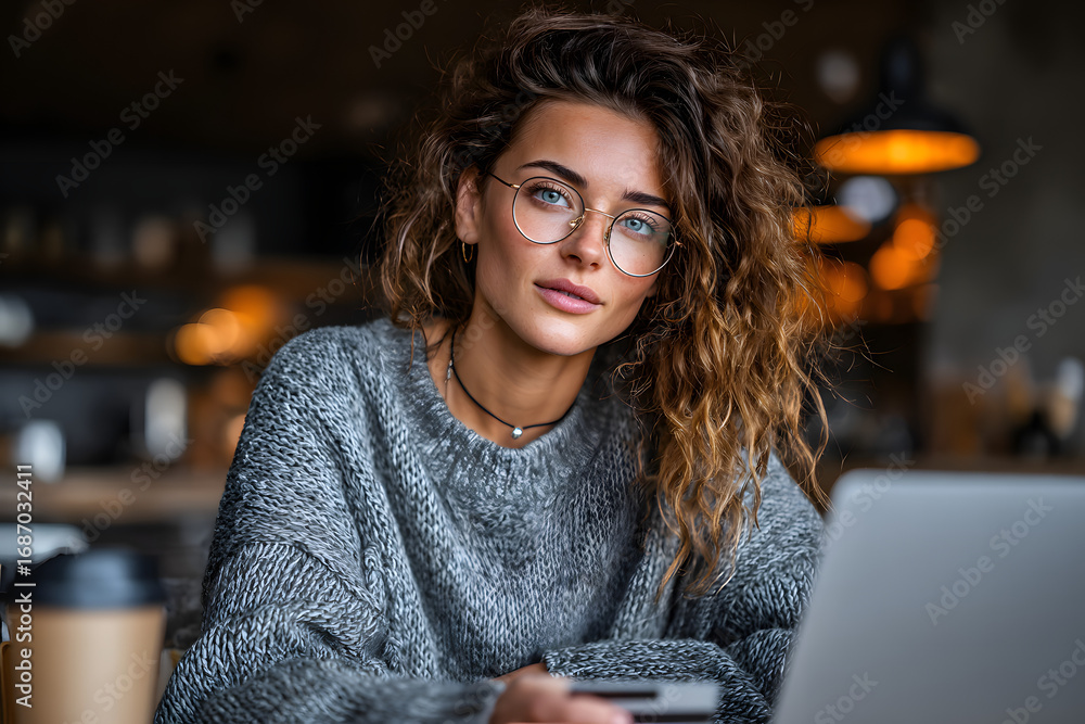Poster woman using 2fa two-factorauthentication to login toher laptop for advanced seurity and identity ver