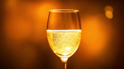 A sparkling glass of champagne with effervescent bubbles glowing against a warm, golden bokeh background, a concept of celebration and luxury - Powered by Adobe