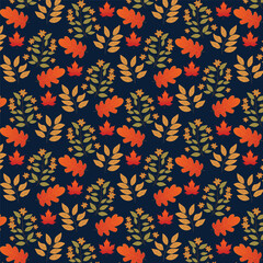 Obraz premium Print Autumn leaves pattern stylized fall foliage with vibrant leaves seasonal themed background illustration wrapping paper, textiles, fabric, card, backgrounds, seasonal products, stroy,