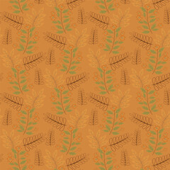 Print Autumn leaves pattern stylized fall foliage with vibrant leaves seasonal themed background illustration  wrapping paper, textiles, fabric, card, backgrounds, seasonal products, stroy,
