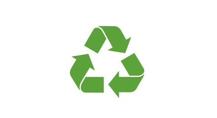 Vibrant Green Recycling Symbol with Arrows on Isolated transparent background