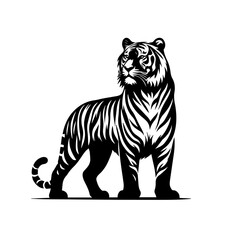 Fierce Roaring Tiger Vector – Wild Jungle Predator Illustration