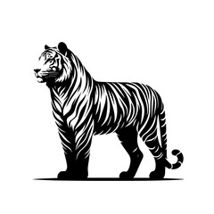 Majestic Roaring Tiger Vector – Wild Jungle Animal Illustration