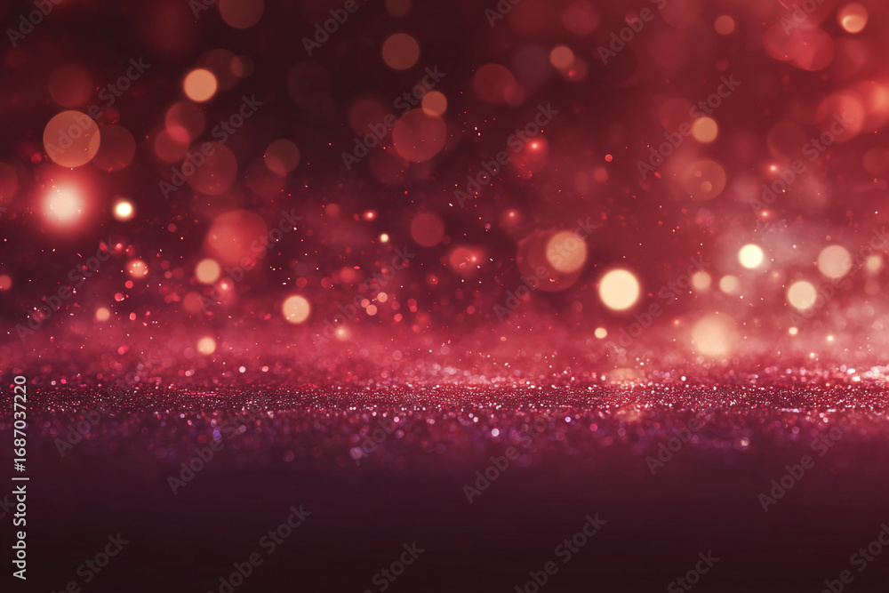 Poster red glitter bokeh background sparkling lights and shiny texture