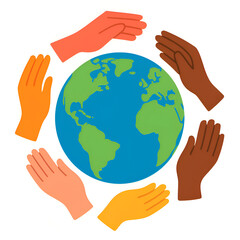 The symbol of multicolored hands circling the earth, signifying unity.