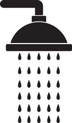 Modern Shower Sprinkler Spray Silhouette Black Vector Icon for Bathroom Design