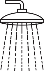 Modern Shower Sprinkler Spray Silhouette Black Vector Icon for Bathroom Design